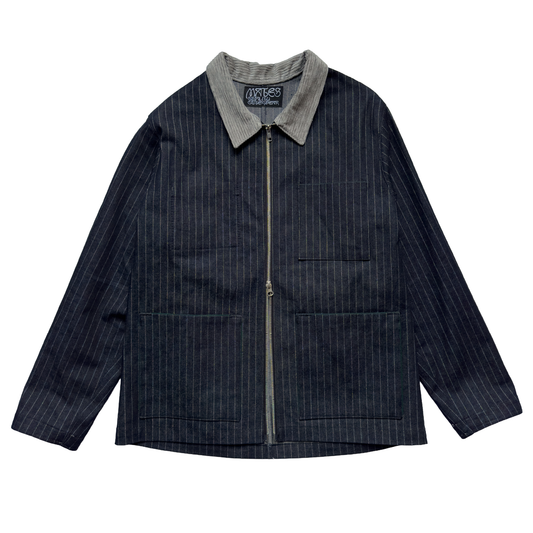 Metallic Striped Denim Chore Coat